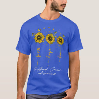 T-shirt Faith Hope Love Enfance Cancer Awareness Gold Ri
