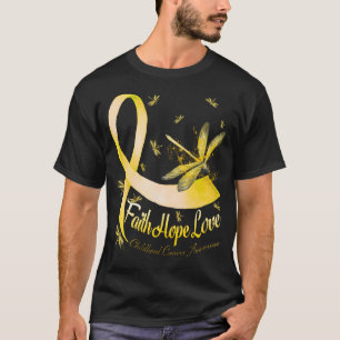 T-shirt Faith Hope Love Enfhood Cancer Awareness Dragonf