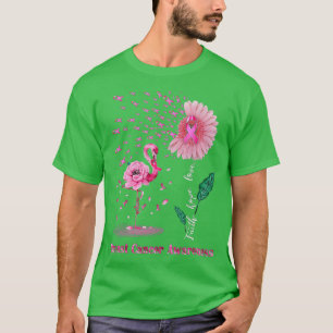 T-shirt Faith Hope Love Flamant rose rose Ruban Cancer du