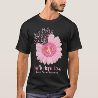 T-shirt Faith Hope Love Flower de sensibilisation au cance