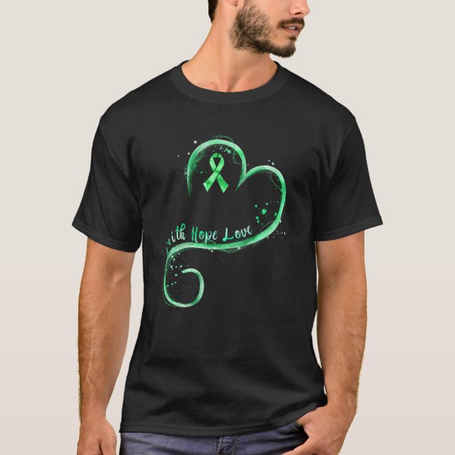 T-shirt Faith Hope Love Green Ribbon Kidney Disease Award (Devant)