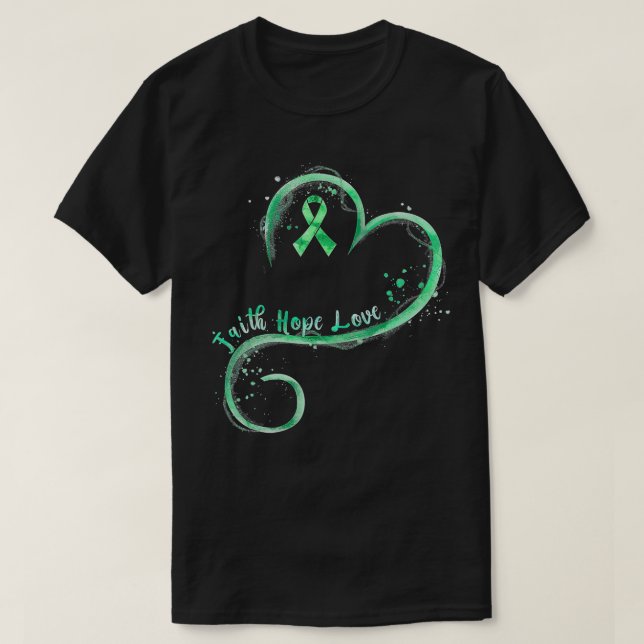 T-shirt Faith Hope Love Green Ribbon Mental Health Award (Design devant)