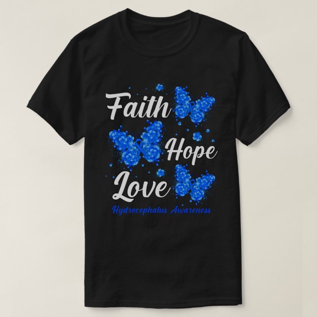 T-shirt Faith Hope Love Hydrocéphalie Sensibilisation Papi (Design devant)