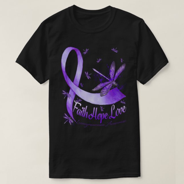 T-shirt Faith Hope Love Leiomyosarcoma Awareness Dragonfly (Design devant)