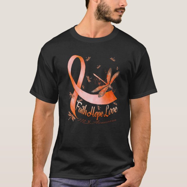 T-shirt Faith Hope Love MS Awareness Dragonfly (Devant)
