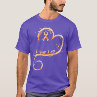 T-shirt Faith Hope Love Orange Ruban Leukemia Sensibilisat
