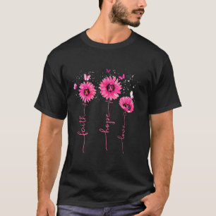 T-shirt Faith Hope Love Pink Sunflower Breast Cancer Aware