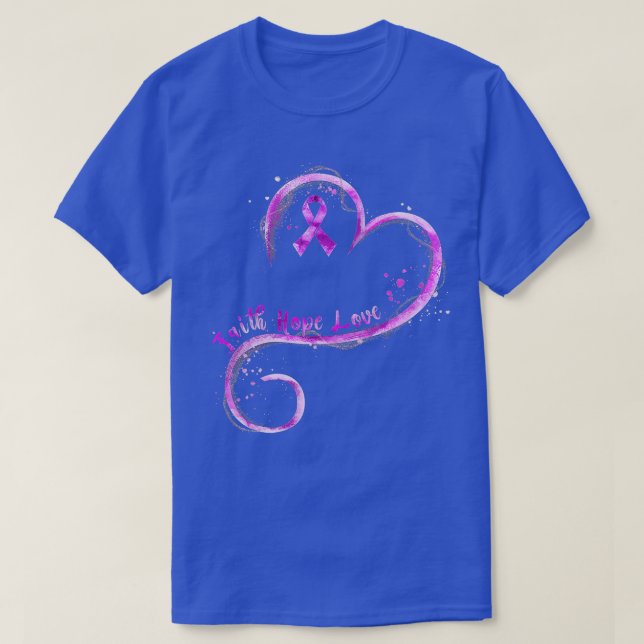 T-shirt Faith Hope Love Purple Ribbon Overdose Sensibilisa (Design devant)