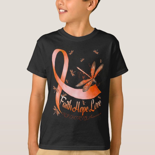 T-shirt Faith Hope Love RSD CRPS Sensibilisation Dragonfly (Devant)