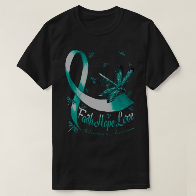 T-shirt Faith Hope Love Scleroderma Sensibilisation Dragon (Design devant)