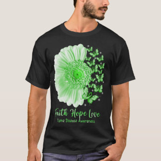 T-shirt Faith Hope Love Sunflower Butterfly Lyme Maladie A