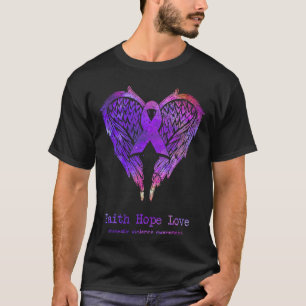 T-shirt Faith Hope Love Violence domestique Ailes Purple A