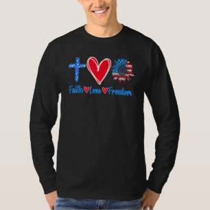 T-shirt Faith Love Freedom Sunflower Pride American Flag C