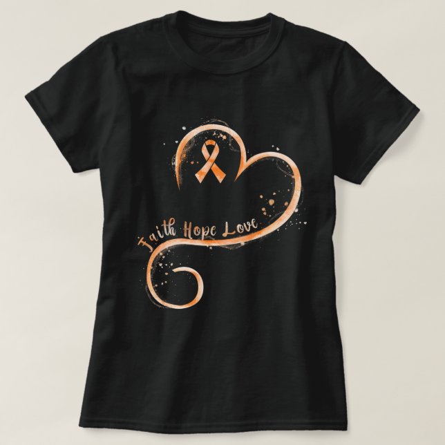 T-shirt Faith Love Hope Courage  Aml Leukemia Awareness  (Design devant)