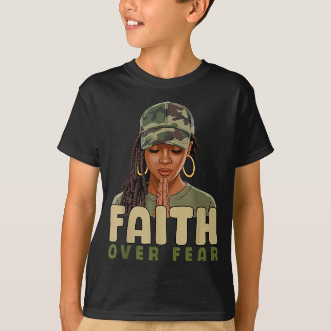 T-shirt Faith Over Fear Christian Camo African American Af (Devant)