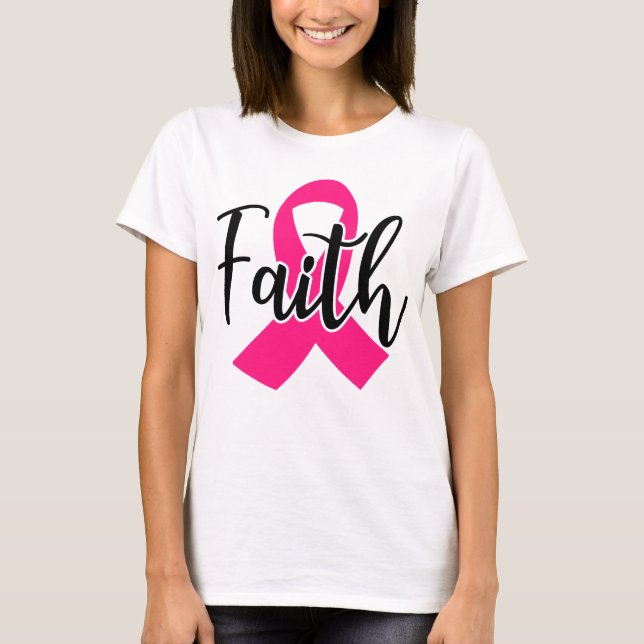 T-shirt Faith Sensibilisation au cancer du sein Pink Ribbo (Devant)