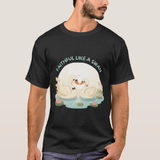 T-shirt Faithful Like a Swan – Cute Swan Couple Illustrati