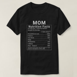 T-shirt Faits Nutrition Drôles pour Maman Cadeau de Fête d
