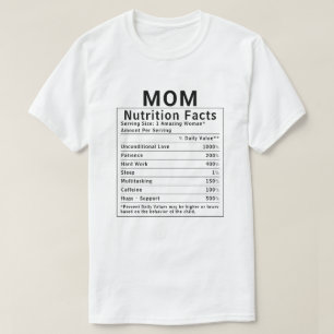 T-shirt Faits Nutrition Drôles pour Maman Cadeau de Fête d