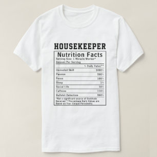 T-shirt Faits Nutritionnels de Femme de Ménage Drôle Cadea