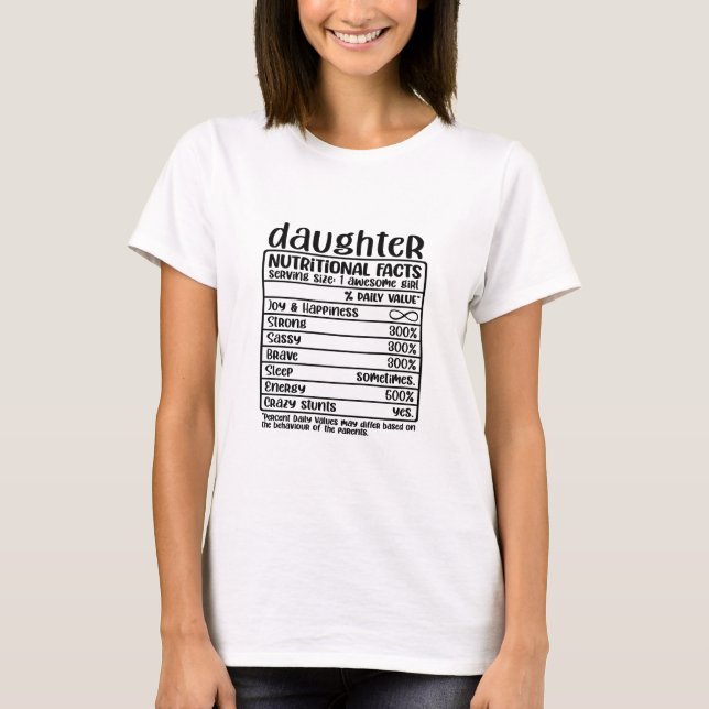 T-shirt Faits nutritionnels de la fille (Devant)