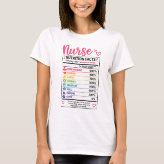 T-shirt Faits Nutritionnels Infirmière Drôle