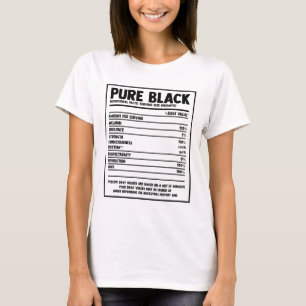 T-shirt Faits nutritionnels noirs purs Mois de l'histoire