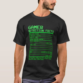 T-shirt Faits Nutritionnels pour N Jeux Vidéo pour Joueurs