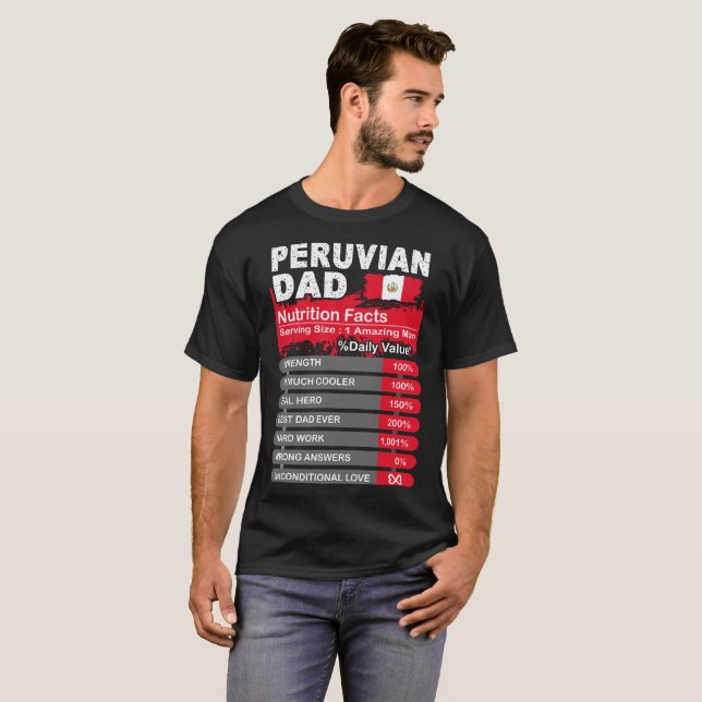 T-shirt Faits péruviens de nutrition de papa servant le (Devant entier)
