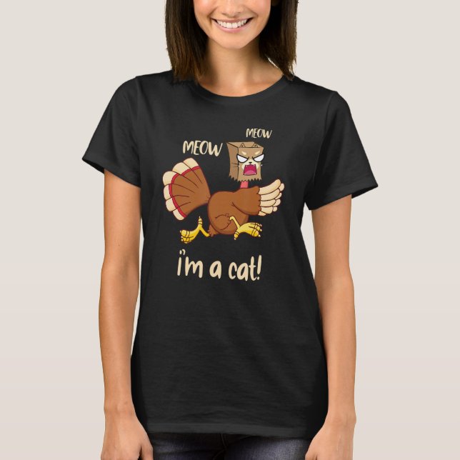 T-shirt Fake Cat Meow Thanksgiving Turquie Thanksgiving Ch (Devant)
