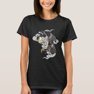 T-shirt Falcon Hawk Flying X Japonais Nuages Tattoo Flash
