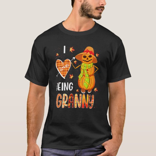 T-shirt Fall Leaf Granny Pumpkin Snowman Thanksgiving Autu (Devant)