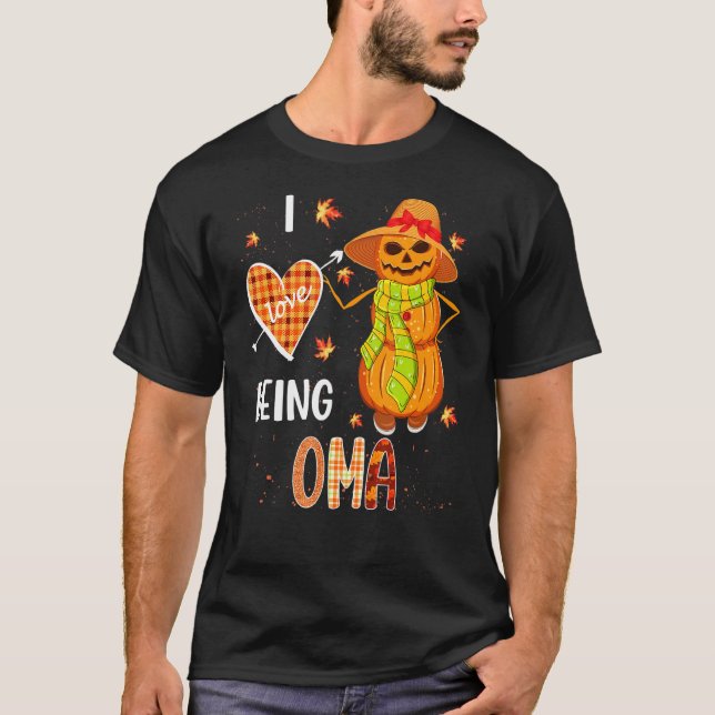 T-shirt Fall Leaf Oma Pumpkin Snowman Thanksgiving Autumn  (Devant)
