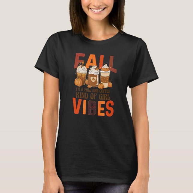 T-shirt Fall Vibes Retro Pumpkin Spice Autumn Coffee  Than (Devant)