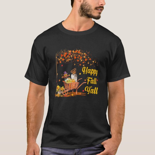 T-shirt Fall Y'all Jack Russell Autumn Fall Maple Leaf Men (Devant)