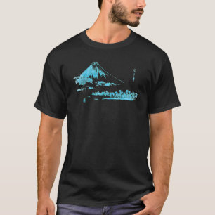 T-shirt Fameux Mont Fuji d'art fin vintage s'élevant derri