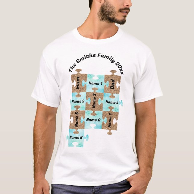 T-shirt familial personnalisé - Dix pièces de puzz (Devant)