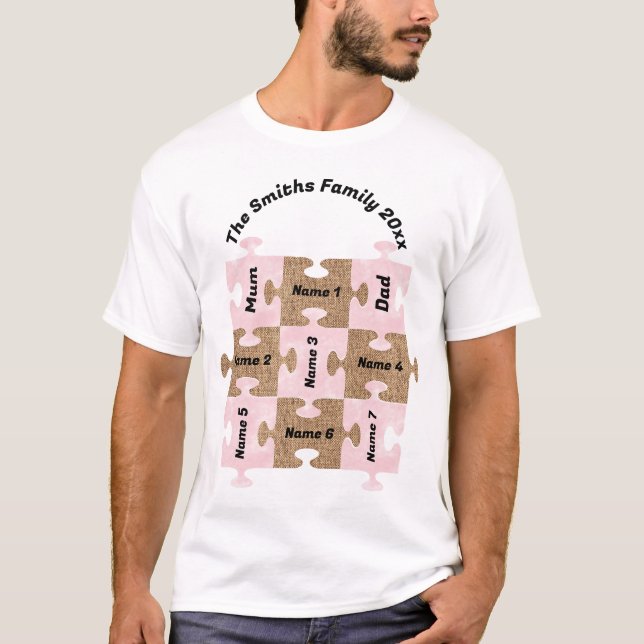 T-shirt familial personnalisé - Neuf pièces de puz (Devant)