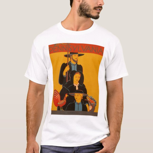 T-shirt Famille amish Lancaster WPA 1937 (Devant)