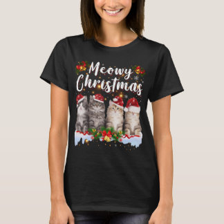 T-shirt Famille Cat Meowy Correspondant Pajamas de Noël Pè