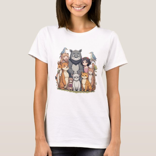 T-shirt Famille d'animaux anthropomorphes (Devant)