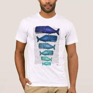 T-shirt Famille de baleines bleues