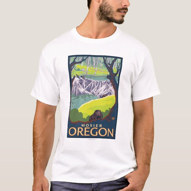T-shirt Famille de castor - Mosier, Orégon (Devant)