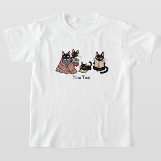 T-shirt Famille de chat noir Livre Cadeau vintage conforta