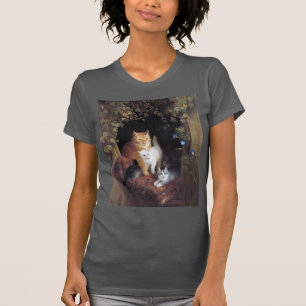 T-shirt Famille de chats et feuille d'ivoire par Henriette