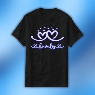 T-shirt Famille de coeur simple en bleu Valeur masculine