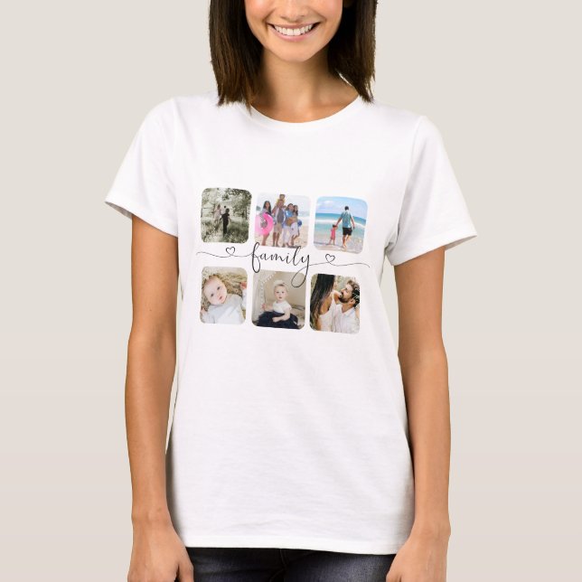 T-shirt Famille de collage de photos et de textes personna (Devant)