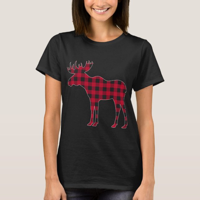 T-shirt Famille de jumelage de Noël de l'orignal rouge (Devant)
