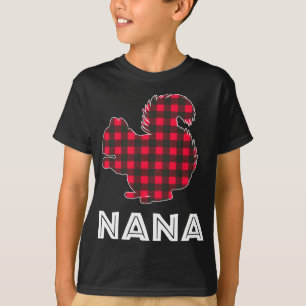 T-shirt Famille de jumelage de Noël Nana Squirel Plaid Rou