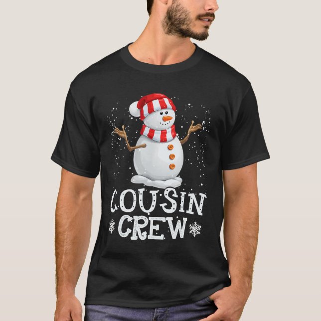 T-shirt Famille de Noël de Snowman Cousin Crew (Devant)